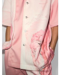 Camicia a maniche corte stampata rosa di Feng Chen Wang