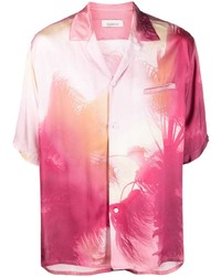 Camicia a maniche corte stampata rosa di Laneus