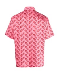 Camicia a maniche corte stampata rosa di Lacoste