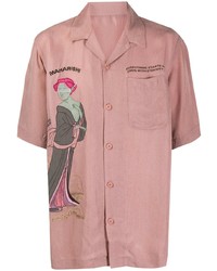 Camicia a maniche corte stampata rosa di Maharishi