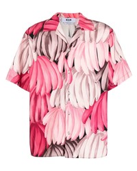 Camicia a maniche corte stampata rosa di MSGM