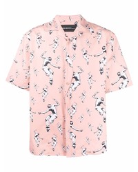 Camicia a maniche corte stampata rosa di Neil Barrett