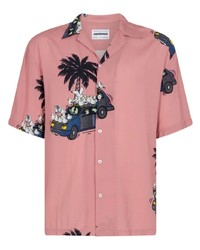 Camicia a maniche corte stampata rosa di Pas de Mer