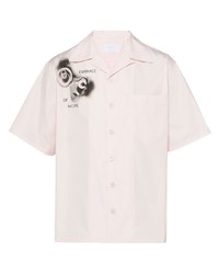 Camicia a maniche corte stampata rosa di Prada