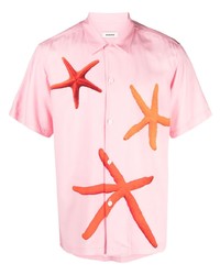 Camicia a maniche corte stampata rosa di Sandro