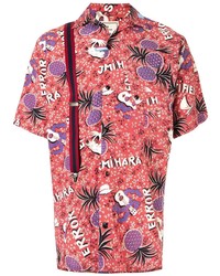 Camicia a maniche corte stampata rossa di Maison Mihara Yasuhiro