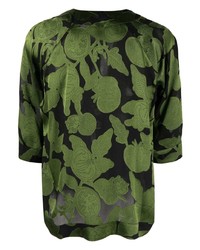 Camicia a maniche corte stampata verde oliva di Henrik Vibskov