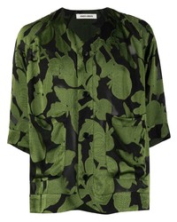 Camicia a maniche corte stampata verde oliva di Henrik Vibskov