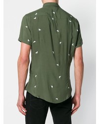 Camicia a maniche corte stampata verde oliva di Emporio Armani