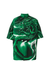Camicia a maniche corte stampata verde scuro di Balenciaga