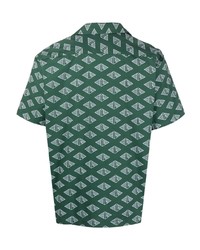 Camicia a maniche corte stampata verde scuro di Lacoste