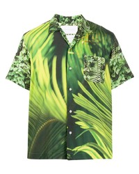 Camicia a maniche corte stampata verde di Fumito Ganryu