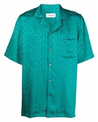 Camicia a maniche corte stampata verde di Lanvin