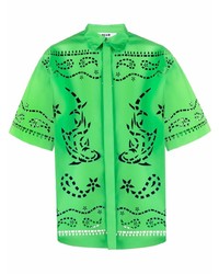 Camicia a maniche corte stampata verde di MSGM