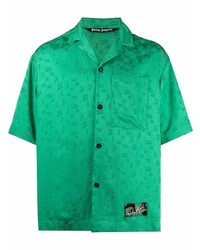 Camicia a maniche corte stampata verde di Palm Angels