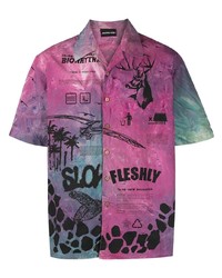 Camicia a maniche corte stampata viola melanzana di Mauna Kea