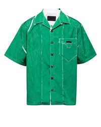 Camicia a maniche corte verde di Prada