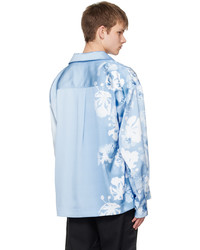Camicia a maniche lunghe a fiori azzurra di Feng Chen Wang