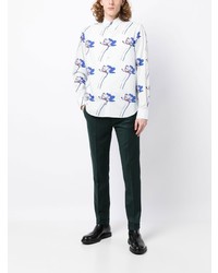 Camicia a maniche lunghe a fiori azzurra di Paul Smith