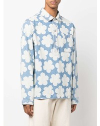 Camicia a maniche lunghe a fiori azzurra di Kenzo