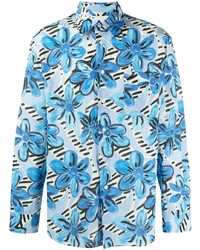 Camicia a maniche lunghe a fiori azzurra di Marni