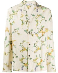 Camicia a maniche lunghe a fiori beige di Acne Studios