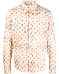 Camicia a maniche lunghe a fiori beige di Acne Studios