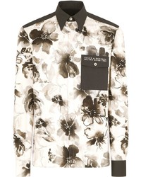 Camicia a maniche lunghe a fiori beige di Dolce & Gabbana