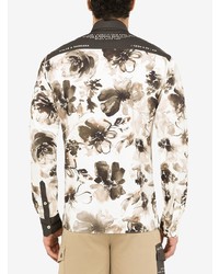 Camicia a maniche lunghe a fiori beige di Dolce & Gabbana