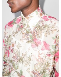 Camicia a maniche lunghe a fiori beige di Tom Ford