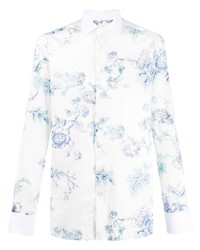 Camicia a maniche lunghe a fiori bianca e blu di Etro