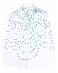 Camicia a maniche lunghe a fiori bianca e blu di Marni