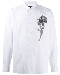 Camicia a maniche lunghe a fiori bianca e nera di Ann Demeulemeester