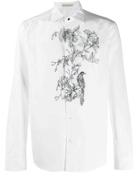 Camicia a maniche lunghe a fiori bianca e nera di Etro