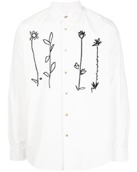 Camicia a maniche lunghe a fiori bianca e nera di Paul Smith