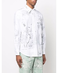 Camicia a maniche lunghe a fiori bianca di Thom Browne