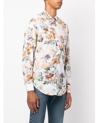 Camicia a maniche lunghe a fiori bianca di Etro