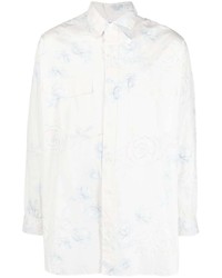 Camicia a maniche lunghe a fiori bianca di Yohji Yamamoto