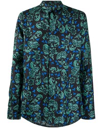 Camicia a maniche lunghe a fiori blu scuro di Givenchy