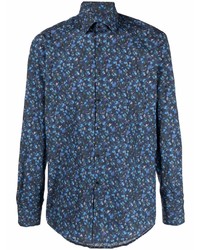 Camicia a maniche lunghe a fiori blu scuro di Karl Lagerfeld