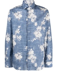 Camicia a maniche lunghe a fiori blu di Xacus