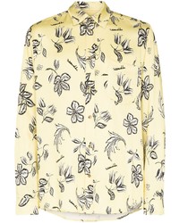Camicia a maniche lunghe a fiori gialla di Nanushka