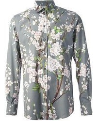 Camicia a maniche lunghe a fiori grigia di Dolce & Gabbana