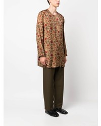 Camicia a maniche lunghe a fiori marrone chiaro di Uma Wang