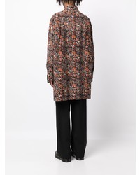 Camicia a maniche lunghe a fiori marrone scuro di Yohji Yamamoto