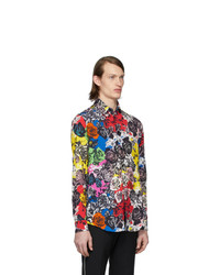 Camicia a maniche lunghe a fiori multicolore di Versace