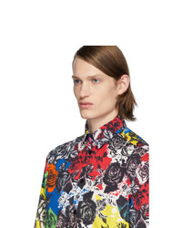 Camicia a maniche lunghe a fiori multicolore di Versace
