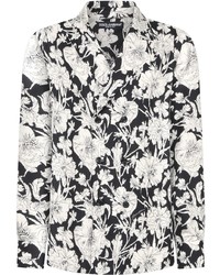 Camicia a maniche lunghe a fiori nera e bianca di Dolce & Gabbana