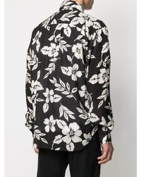 Camicia a maniche lunghe a fiori nera e bianca di Tom Ford