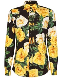 Camicia a maniche lunghe a fiori nera di Dolce & Gabbana